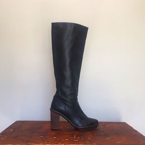 Bull Boxer Tall Leather Heeled Boots SZ 7 Black